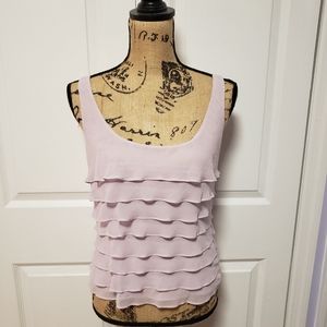 Lavender ruffle silk blouse from Banana Republic